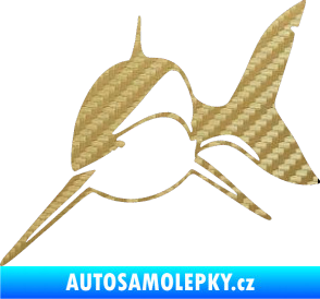 Samolepka Žralok 004 levá 3D karbon zlatý