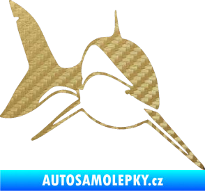 Samolepka Žralok 004 pravá 3D karbon zlatý