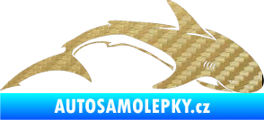 Samolepka Žralok 007 pravá 3D karbon zlatý