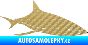Samolepka Žralok 008 pravá 3D karbon zlatý