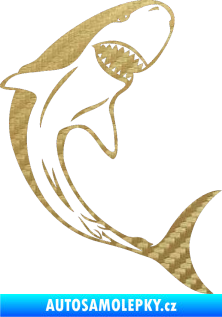 Samolepka Žralok 010 pravá 3D karbon zlatý