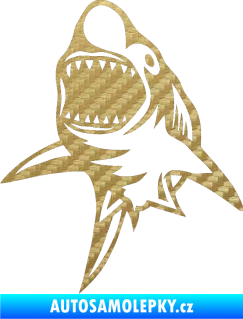 Samolepka Žralok 011 levá 3D karbon zlatý