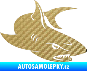 Samolepka Žralok 012 pravá 3D karbon zlatý
