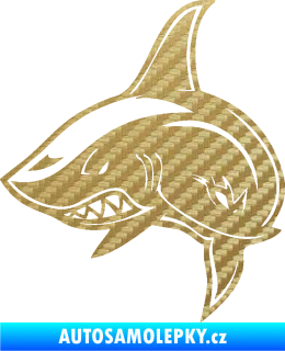 Samolepka Žralok 013 levá 3D karbon zlatý