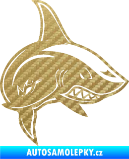 Samolepka Žralok 013 pravá 3D karbon zlatý