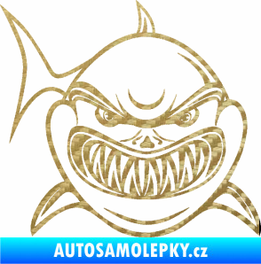 Samolepka Žralok 014 pravá 3D karbon zlatý