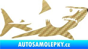 Samolepka Žralok 015 pravá 3D karbon zlatý