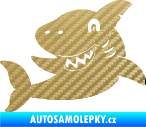 Samolepka Žralok 019 levá 3D karbon zlatý