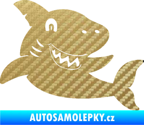 Samolepka Žralok 019 pravá 3D karbon zlatý