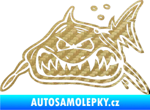 Samolepka Žralok levá 3D karbon zlatý