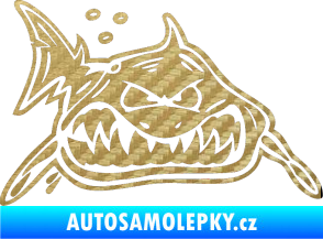 Samolepka Žralok pravá 3D karbon zlatý