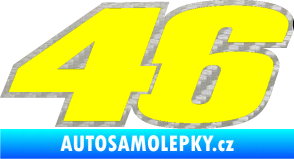 Samolepka 46 Valentino Rossi barevná 3D karbon stříbrný