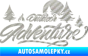 Samolepka Adventure outdoor nápis les,hory a táborák 3D karbon stříbrný