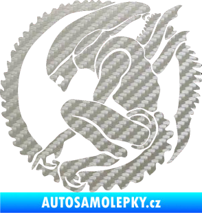 Samolepka Alien 001 levá 3D karbon stříbrný