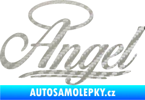 Samolepka Angel nápis 3D karbon stříbrný