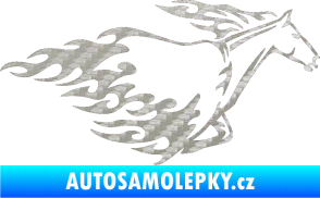 Samolepka Animal flames 003 pravá kůň 3D karbon stříbrný