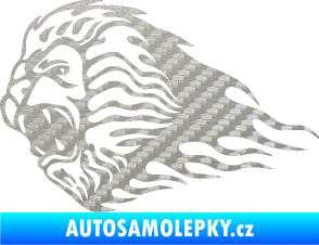 Samolepka Animal flames 014 levá lev 3D karbon stříbrný