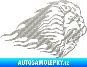 Samolepka Animal flames 014 pravá lev 3D karbon stříbrný