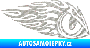 Samolepka Animal flames 016 pravá zvířecí oko 3D karbon stříbrný
