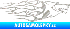 Samolepka Animal flames 017 pravá vlk 3D karbon stříbrný