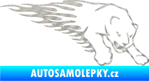 Samolepka Animal flames 020 pravá puma 3D karbon stříbrný