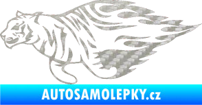 Samolepka Animal flames 021 levá tygr 3D karbon stříbrný