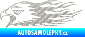 Samolepka Animal flames 023 levá orel 3D karbon stříbrný