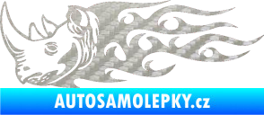 Samolepka Animal flames 025 levá nosorožec 3D karbon stříbrný