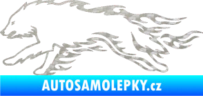 Samolepka Animal flames 032 levá vlk 3D karbon stříbrný