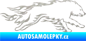 Samolepka Animal flames 032 pravá vlk 3D karbon stříbrný
