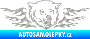 Samolepka Animal flames 034 pravá  vlk 3D karbon stříbrný