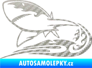 Samolepka Animal flames 041 levá žralok 3D karbon stříbrný