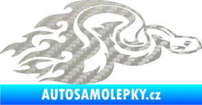 Samolepka Animal flames 042 pravá had 3D karbon stříbrný