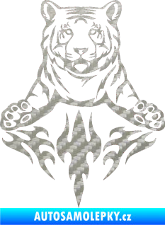 Samolepka Animal flames 045 levá tygr 3D karbon stříbrný