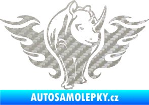Samolepka Animal flames 047 pravá nosorožec 3D karbon stříbrný