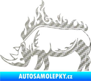 Samolepka Animal flames 049 levá nosorožec 3D karbon stříbrný