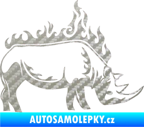 Samolepka Animal flames 049 pravá nosorožec 3D karbon stříbrný