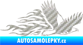 Samolepka Animal flames 053 pravá orel 3D karbon stříbrný