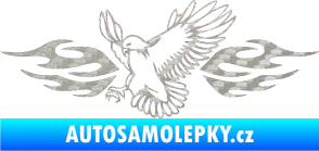 Samolepka Animal flames 054 levá orel 3D karbon stříbrný