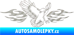 Samolepka Animal flames 054 pravá orel 3D karbon stříbrný