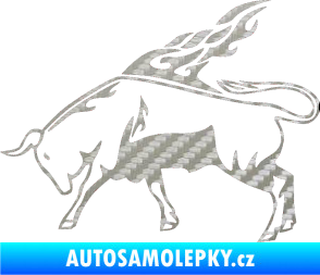 Samolepka Animal flames 067 levá býk 3D karbon stříbrný