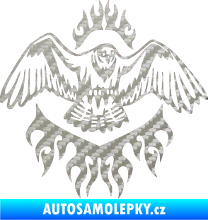 Samolepka Animal flames 068 pravá orel 3D karbon stříbrný