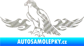 Samolepka Animal flames 069 levá orel 3D karbon stříbrný