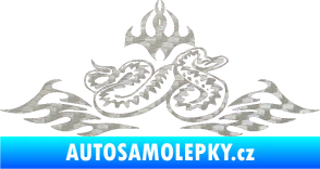 Samolepka Animal flames 070 pravá zmije 3D karbon stříbrný
