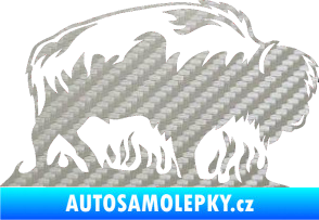 Samolepka Animal flames 071 pravá býk 3D karbon stříbrný