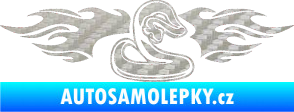 Samolepka Animal flames 072 pravá had 3D karbon stříbrný