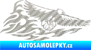 Samolepka Animal flames 075 pravá orel 3D karbon stříbrný