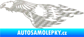 Samolepka Animal flames 076 levá orel 3D karbon stříbrný