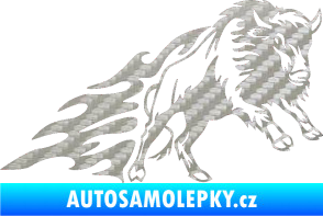 Samolepka Animal flames 089 pravá býk 3D karbon stříbrný