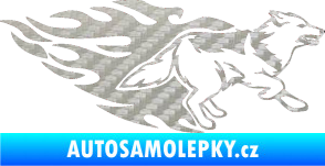 Samolepka Animal flames 090 pravá  vlk 3D karbon stříbrný